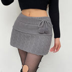 Women's A-line Wool Knitted Ball Skirt