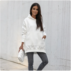 Women's Solid Color Split Hoodie Sweater | Streetwear