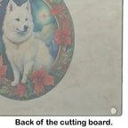 American Eskimo Christmas Flowers Glass Cutting Board