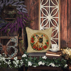 French Bulldog Christmas Flowers Throw Pillow