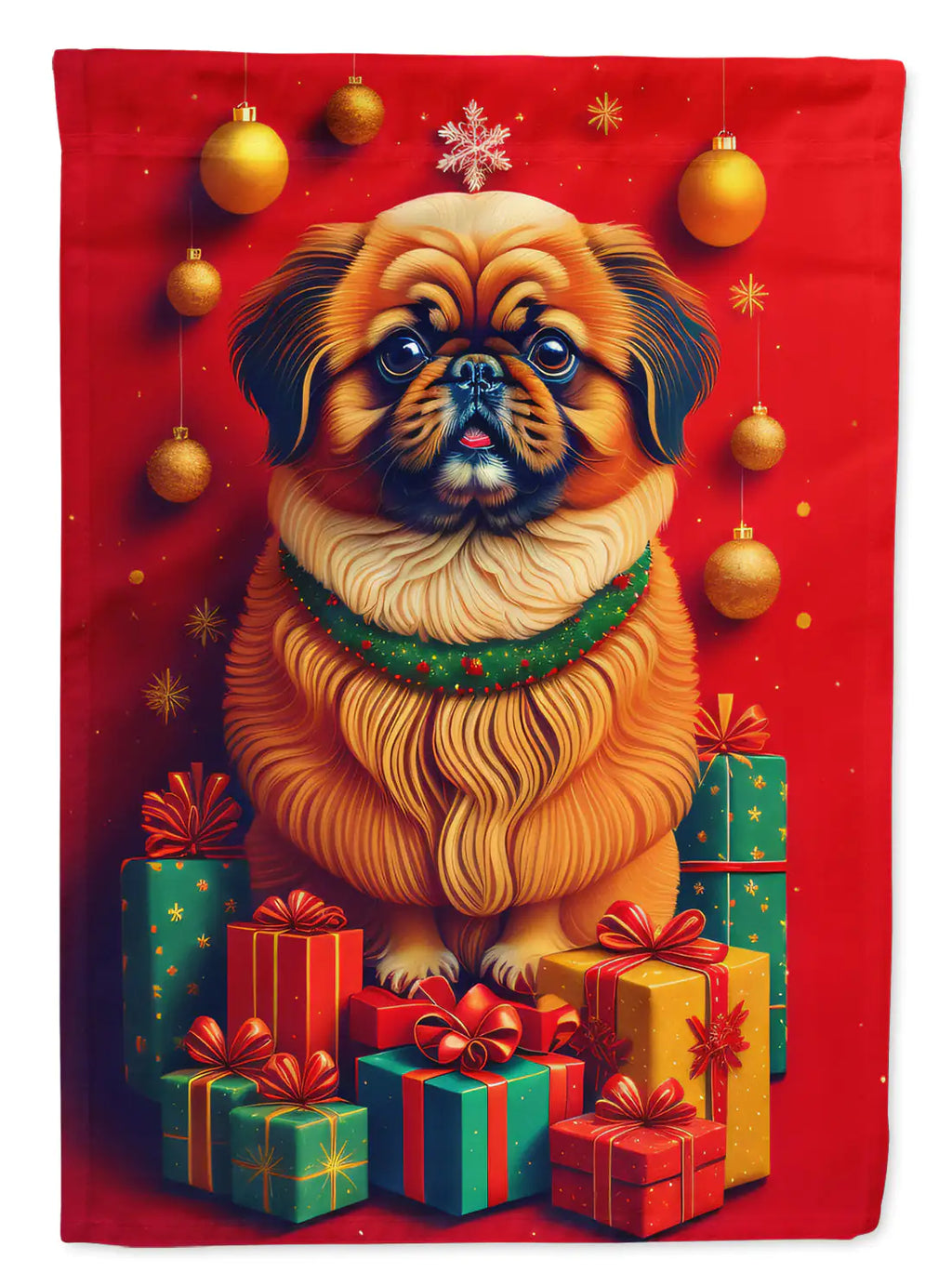 Pekingese Holiday Christmas Garden Flag