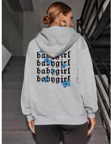 Ladies Zipper Cardigan with Simple Letter Printing
