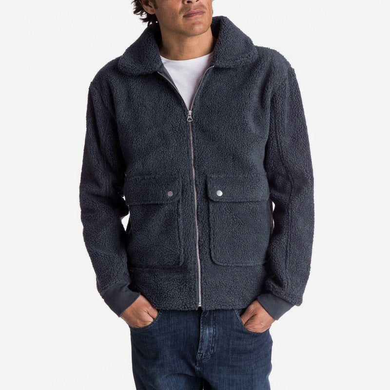 Thick Plush Jacket with Lapel for Fall and Winter