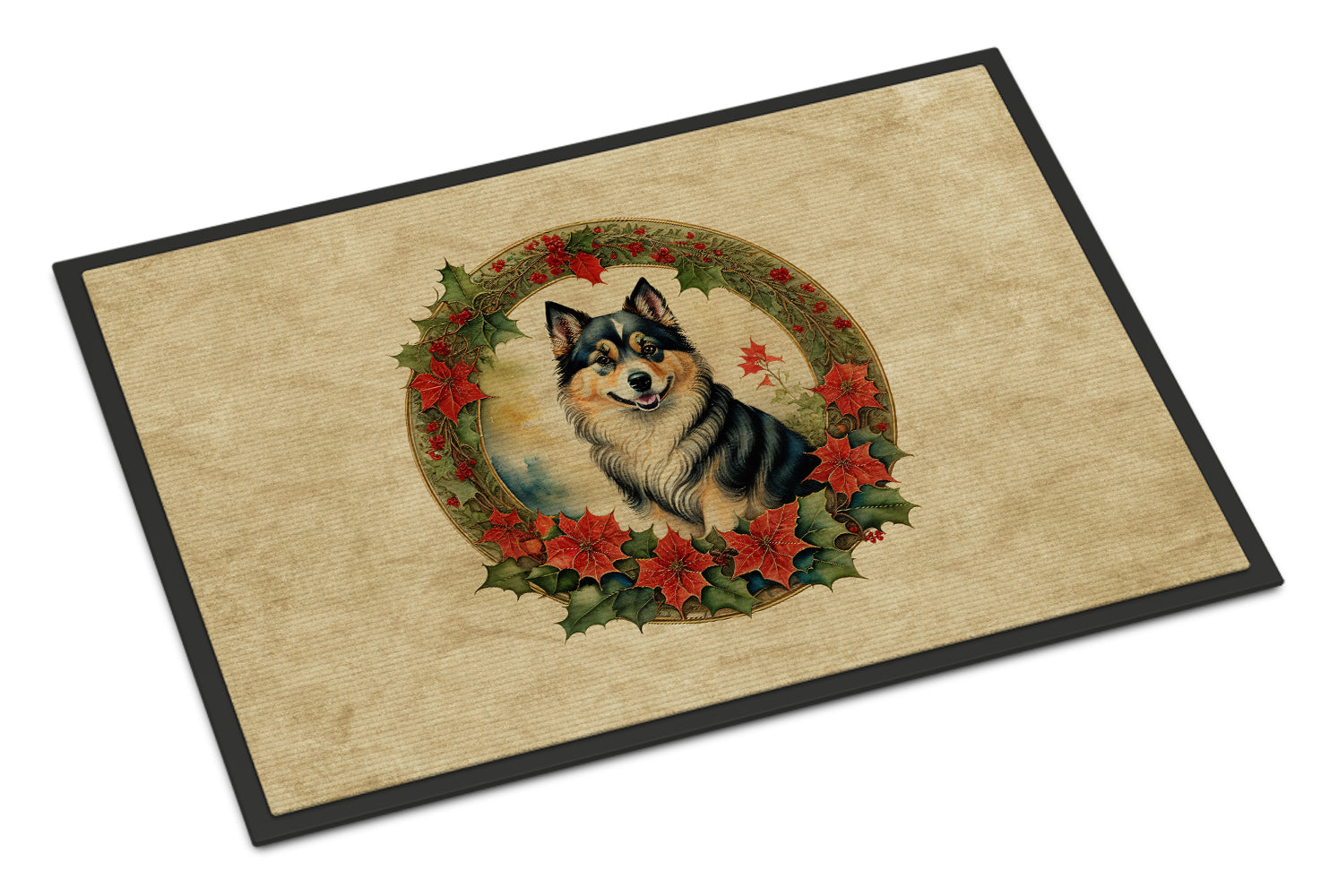 Finnish Lapphund Christmas Flowers Doormat