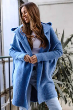Hooded Patchwork Knit Sweater