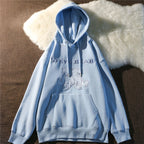 Japanese Chic Embroidered Bear Hooded Sweater for Women