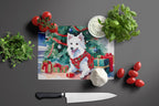 Japanese Spitz Cozy Christmas Glass Cutting Board