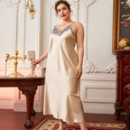 Plus Size Contrast Lace Cami Sleepwear Dress