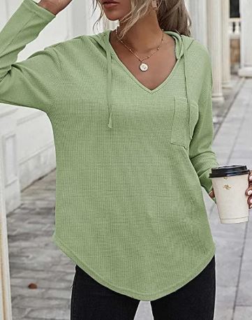 Casual V-neck Long Sleeve Hoodie | Streetwear