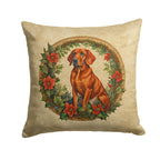 Red Redbone Coonhound Christmas Flowers Throw Pillow