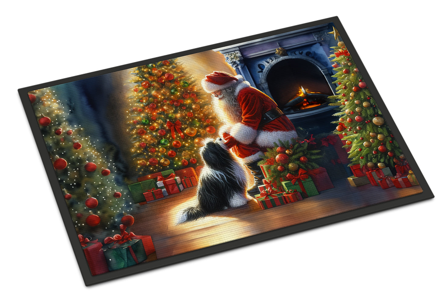 Tibetan Terrier and Santa Claus Doormat