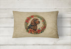Field Spaniel Christmas Flowers Throw Pillow