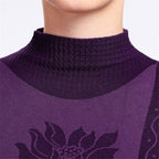2022 Women's Thermal Striped Turtleneck Underwear Set