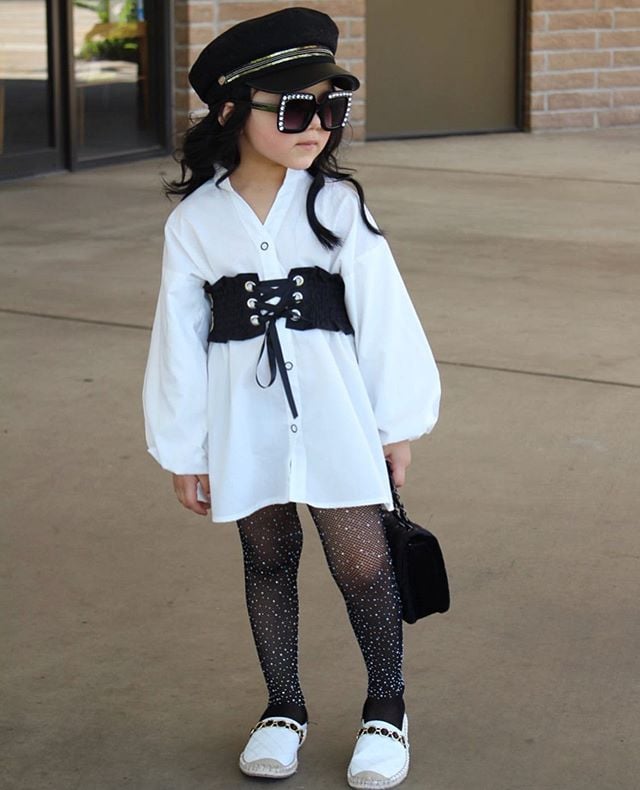 Woven Cotton Collar Cardigan for Girls with Denim Tie