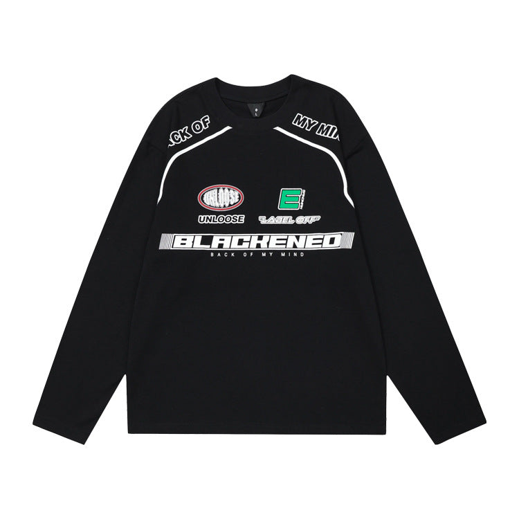 Locomotive Style Printed Loose Long Sleeve Sweater