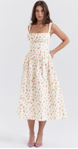 Lauren Floral Bustier Dress - Sleeveless Summer Maxi