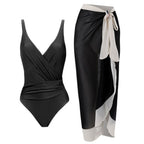 Plus Size Backless Swimsuit with Chiffon Beach Skirt