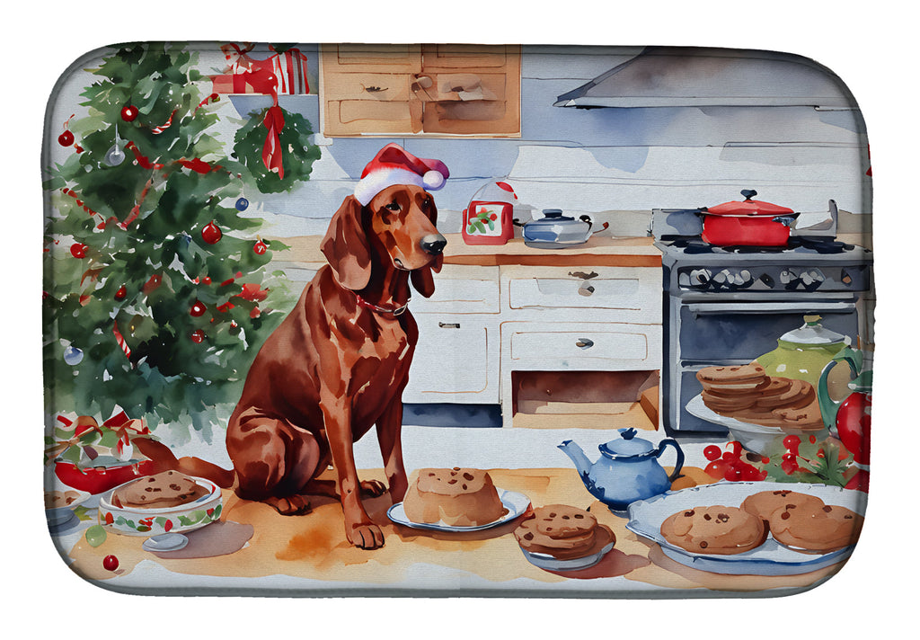 Redbone Coonhound Christmas Cookies Dish Drying Mat