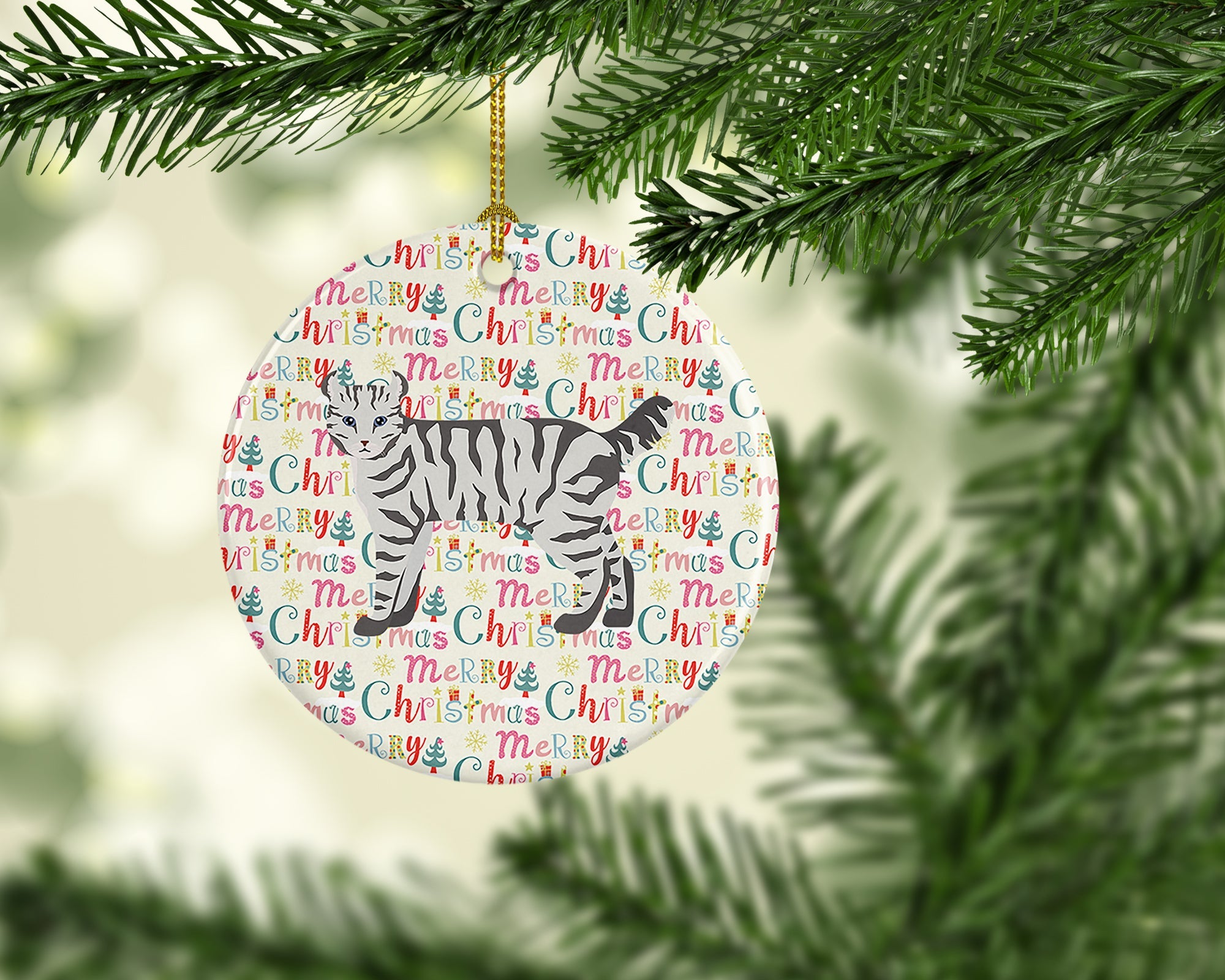 Highlander Lynx #2 Cat Christmas Ceramic Ornament