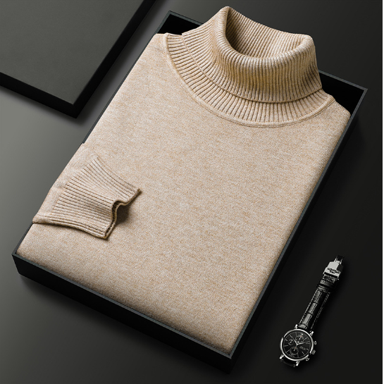 Slim-Fit Solid Color Turtleneck Pullover Sweater | Streetwear
