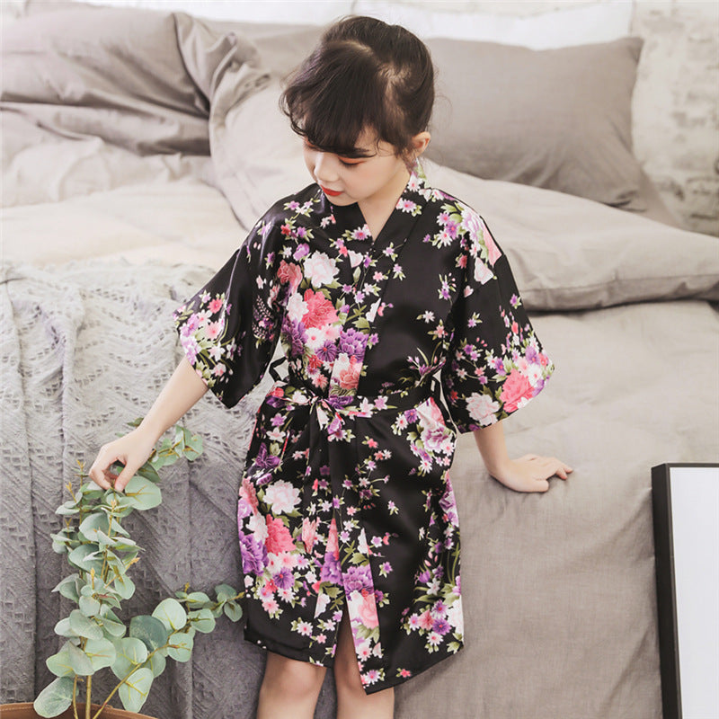 Imitation Silk Cardigan Bathrobe