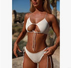 Bikini, Strappy Swimsuit, Solid Color Two-Piece