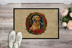 Golden Retriever Christmas Flowers Doormat