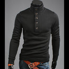 Trendy Men's Turtleneck Sweater with Buttons
