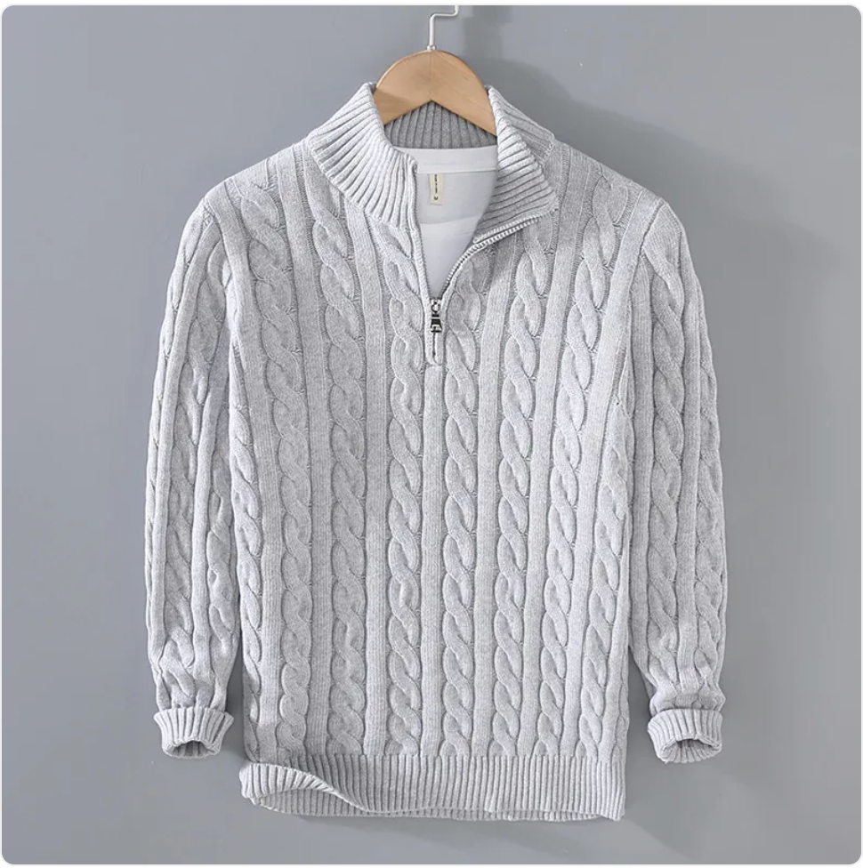 Men's Loose Zip Knit Sweater Pullover