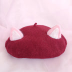 Women's Wool Tweed Cat Ears Hat - Soft and Cute