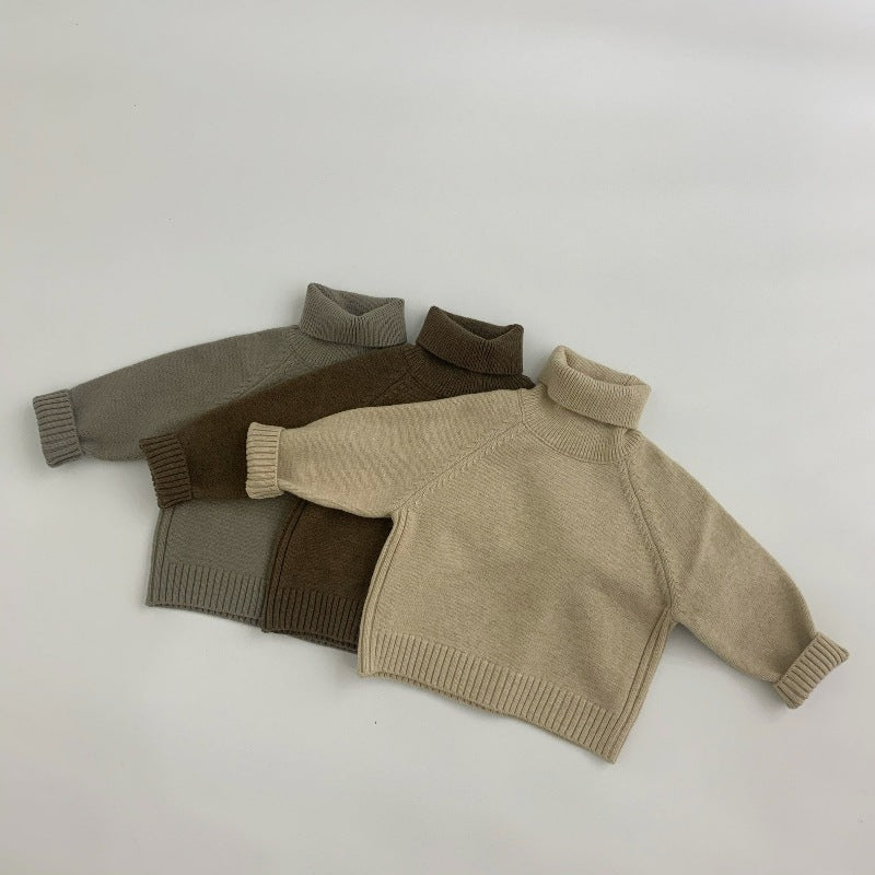Thick Needle Solid Color Turtleneck Sweater for Kids