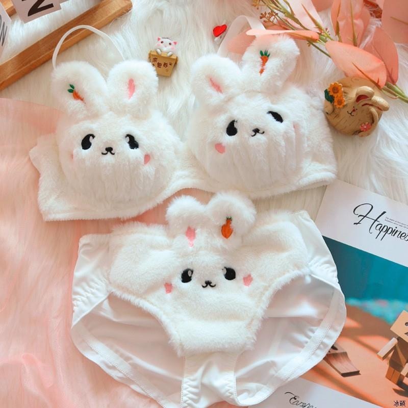 Moon Rabbit Plush Bra and Panties Set