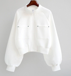 White Back Flower Jacket - Women's Baseball Style (One)