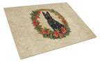 Schipperke Christmas Flowers Glass Cutting Board