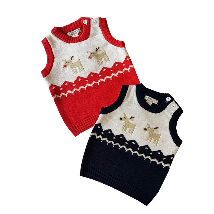 Children's Cotton Vest with Christmas Deer Design