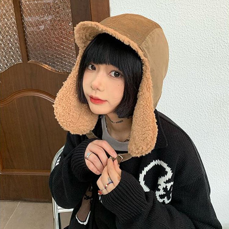 Vintage Fleece Ear Guards Hat for Ladies | Embroidered Cap