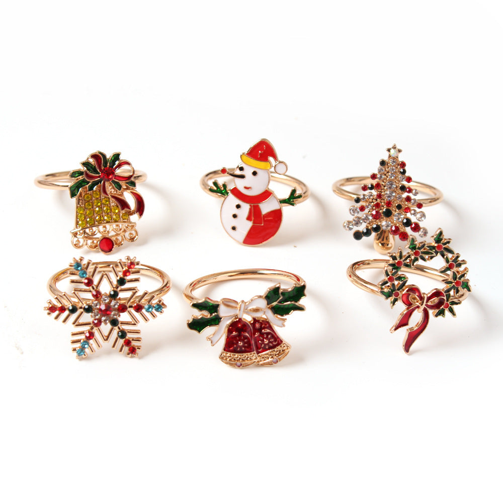 New Christmas Tree Napkin Rings with Snowflake Design