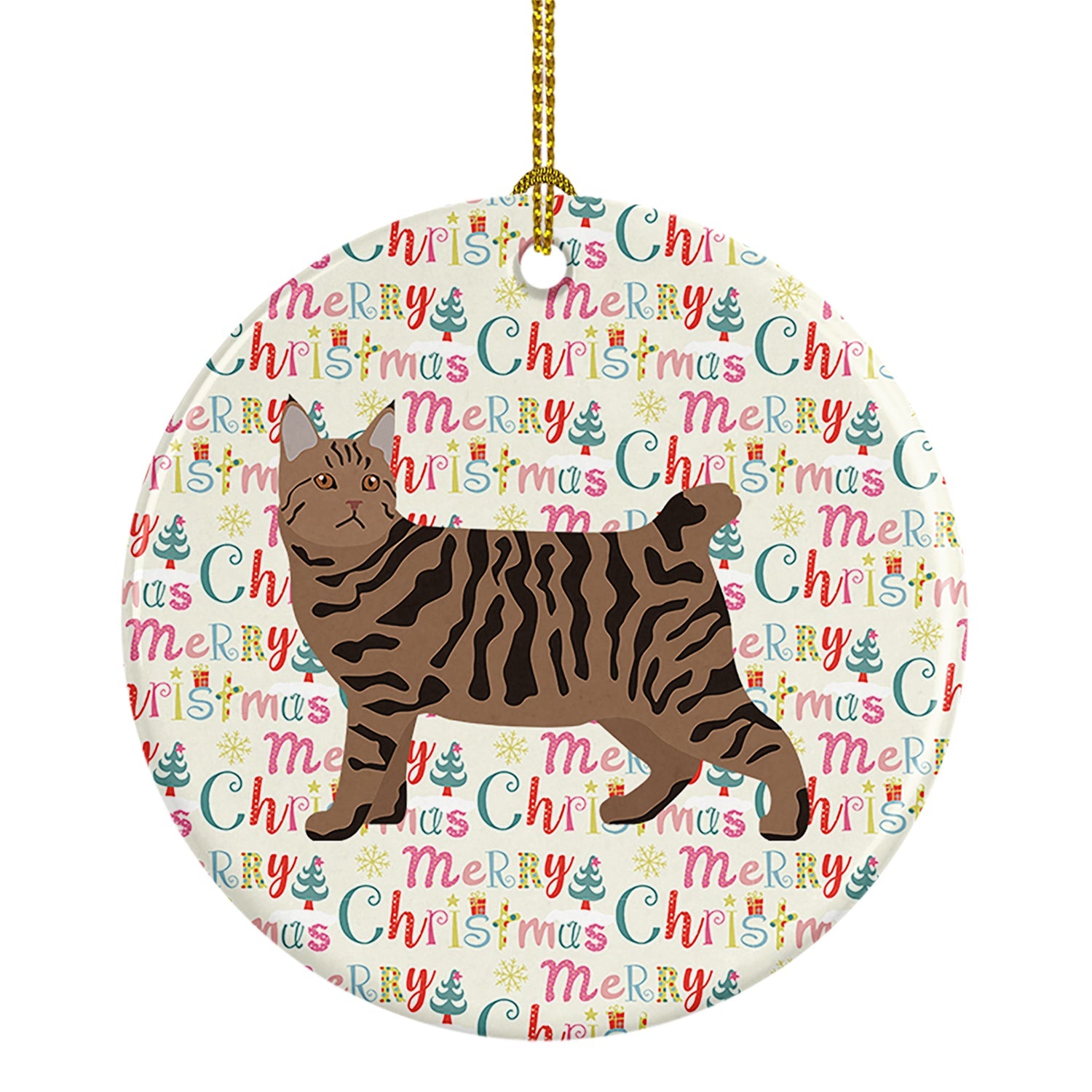 Pixie Bob #3 Cat Christmas Ceramic Ornament