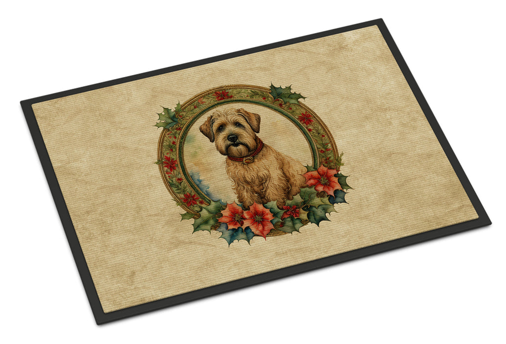 Wheaten Terrier Christmas Flowers Doormat