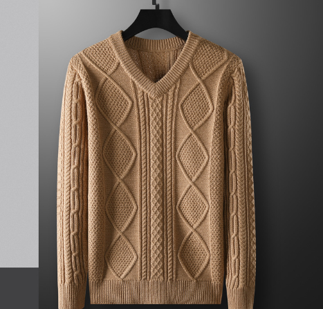 High-End Thickened V-Neck Thermal Sweater for Winter