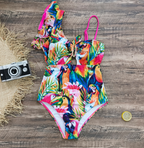 2024 Women's One-Shoulder Ruffle Print Swimsuit
