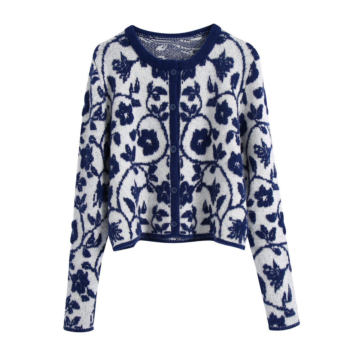 Floral Jacquard Knitted Sweater for Women