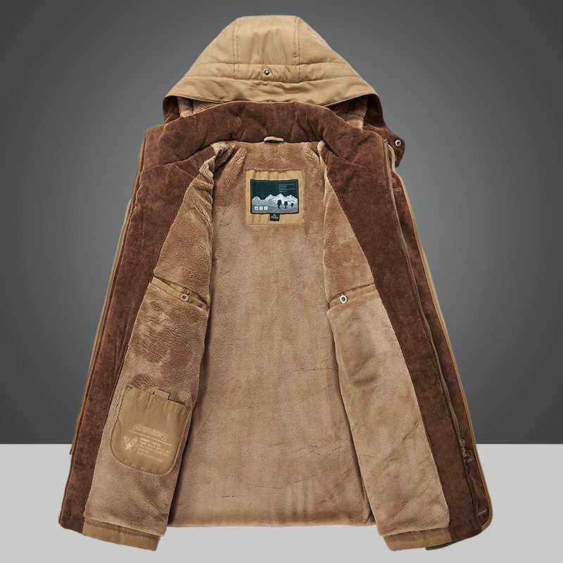Warm Hooded Men's Winter Jacket - Medium Length Parka