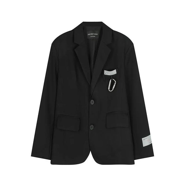 Black Suit Jacket - Men's Casual Loose Blazer Outerwear