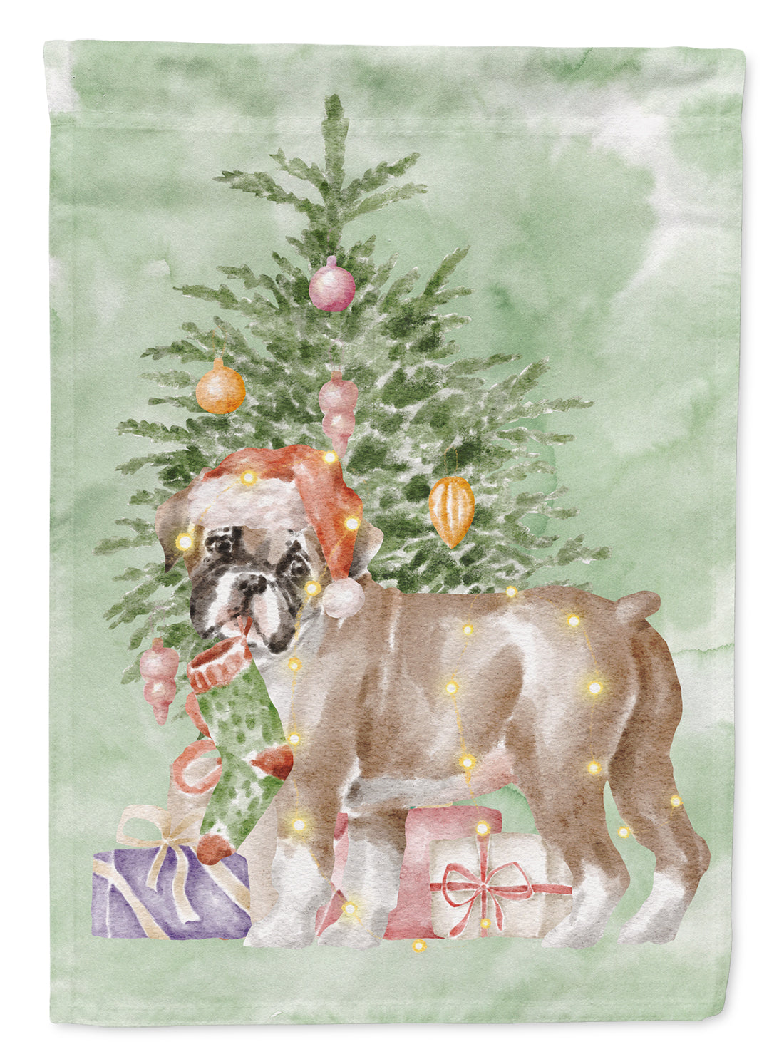 Boxer Puppy #2 Christmas Presents and Tree Garden Flag
