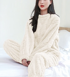 Winter Coral Velvet Pajama Set – Warm Pullover & Pants | Streetwear
