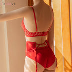 Ultra-Thin Contrast Color Lace Bra Set for Summer