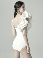 2022 French Style Deep V High-Waisted One-Piece Swimsuit