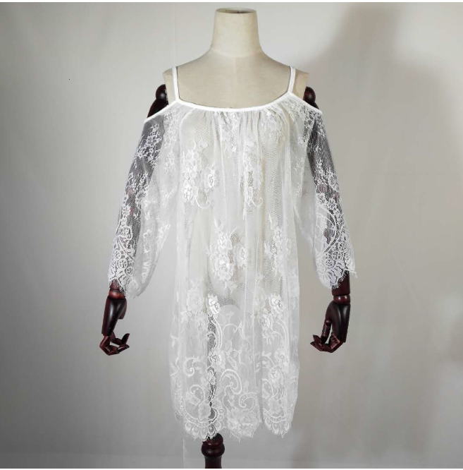Wholesale Women's Solid Color Lace Cover-Up Dress