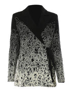 Women’s Black Embroidered Plus Size Blazer Jacket